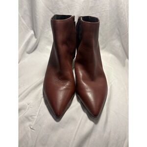 SAM EDELMAN KINZEY BROWN LEATHER POINTED TOE ZIP BOOTIE US 11 EU 41